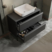 Mobile bagno 2 cassetti Adam105 colore nero frassinato 105x43x78H