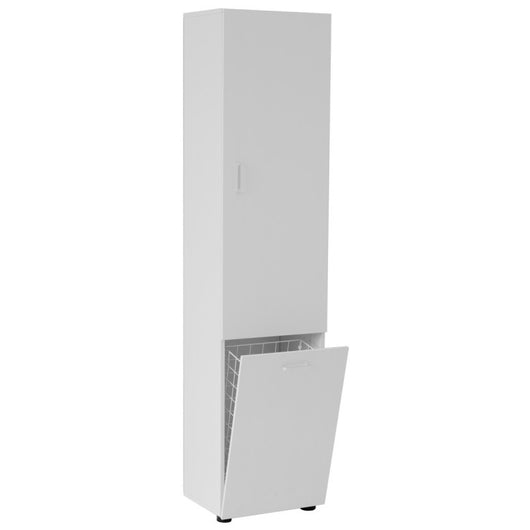 Mobile Bagno 2 Ripiani Amovibili+cestino Metallo 40x31,5x170cm Bianco