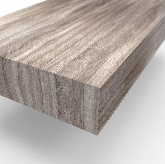 Mobile Bagno Sospeso 220cm Top Con Lavabo, Base Con Cassetto E Specchio Con LED Integrato - Top tabacco chiaro + base laccata bianco opaco