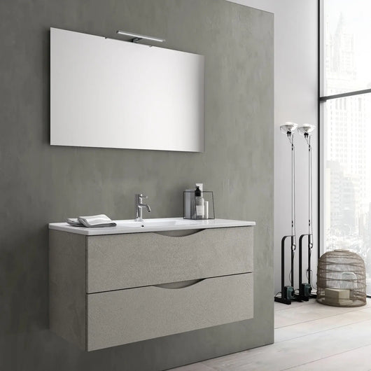 Composizione Bagno Sospesa Effetto Pietra 60cm - Avana Effetto Pietra