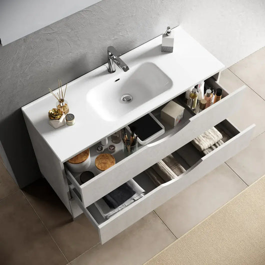 Composizione Bagno Sospesa Effetto Pietra 60cm - Bianco Effetto Pietra
