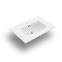 Mobile Bagno Sospeso Effetto Pietra 80cm Due Cassetti e Specchio con Lampada - Marrone Effetto Pietra