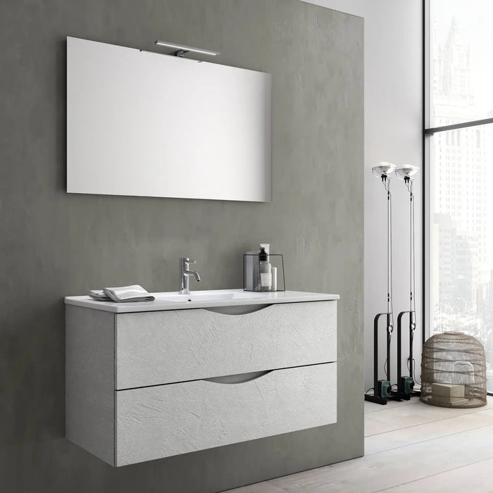 Composizione Bagno Sospesa Effetto Pietra 60cm - Bianco Effetto Pietra