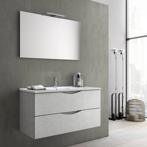 Composizione Bagno Sospesa Effetto Pietra 100cm - Bianco Effetto Pietra