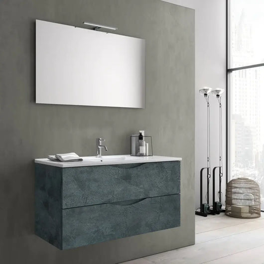 Composizione Bagno Sospesa Effetto Pietra 60cm - Blu Effetto Pietra