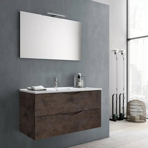 Composizione Bagno Sospesa Effetto Pietra 100cm - Marrone Effetto Pietra