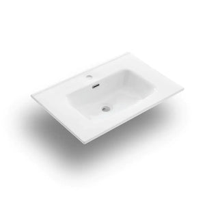 Mobile Bagno 60cm Sospeso Due Cassetti e Specchio - Bianco Opaco