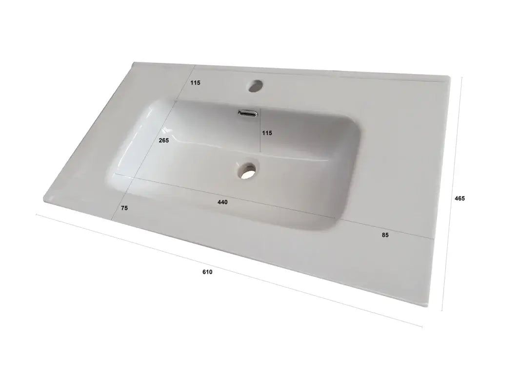 Mobile Bagno 60cm Sospeso Due Cassetti e Specchio - Pino Artico