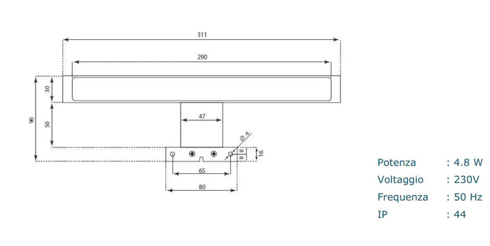 Mobile Bagno 80cm Sospeso Due Cassetti e Specchio - Rovere Miele