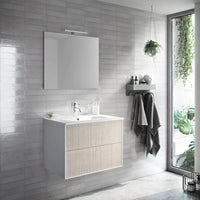 Composizione Mobile Bagno 70cm Sospeso Due Cassetti e Specchio - Yuta