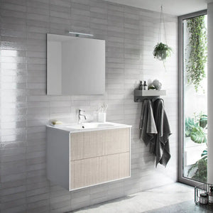 Composizione Mobile Bagno 70cm Sospeso Due Cassetti e Specchio - Yuta