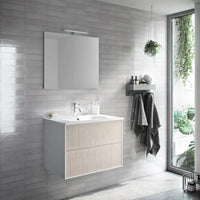 Mobile Bagno 60cm Sospeso Due Cassetti e Specchio - Yuta