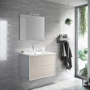 Mobile Bagno 60cm Sospeso Due Cassetti e Specchio - Yuta
