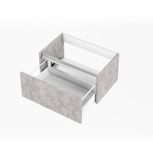 Composizione Mobile Bagno 70cm Sospeso Un Cassetto Specchio E Lampada - Cemento