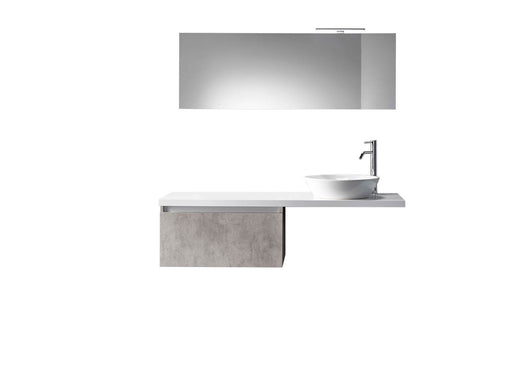 Composizione Mobile Bagno 70cm Sospeso Un Cassetto Specchio E Lampada - Cemento