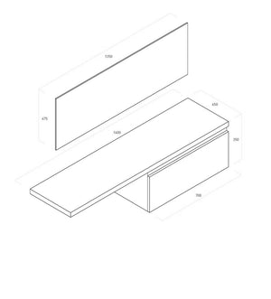 Composizione Mobile Bagno 70cm Sospeso Un Cassetto Specchio E Lampada - Cemento