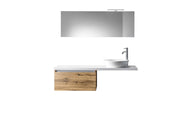 Composizione Mobile Bagno 70cm Sospeso Un Cassetto Specchio E Lampada - Rovere Miele