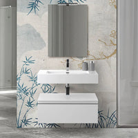 Mobile bagno 80 cm bianco lucido con lavabo sospeso e specchio Iside