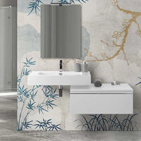 Mobile bagno 80 cm bianco lucido lavabo sospeso 100 cm Lodi e specchio Iside