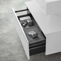 Mobile bagno 80 cm bianco lucido lavabo sospeso 100 cm Lodi e specchio Iside