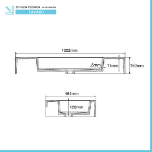 Mobile bagno 80 cm blu pastello lavabo sospeso 100 cm Lodi  e specchio Iside