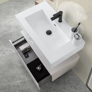 Mobile bagno  80 cm grigio perla con lavabo sospeso e specchio Iside