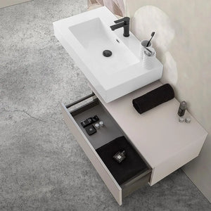 Mobile bagno 80 cm grigio perla lavabo sospeso 100 cm Lodi  e specchio Iside