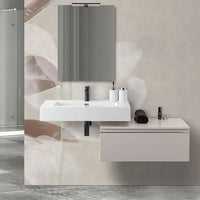 Mobile bagno 80 cm grigio perla lavabo sospeso 100 cm Lodi  e specchio Iside