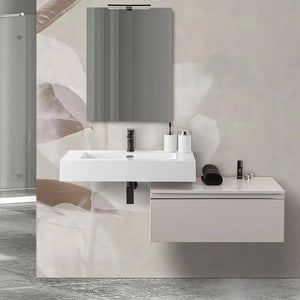 Mobile bagno 80 cm grigio perla lavabo sospeso 100 cm Lodi  e specchio Iside