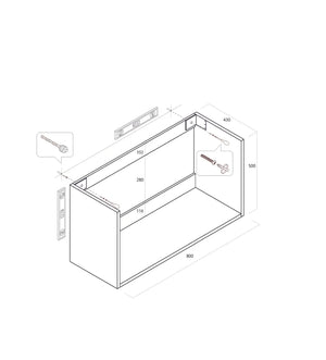 Composizione Bagno 80cm Sospesa Con Due Cassetti E Specchio Con Lampada - Pino Artico