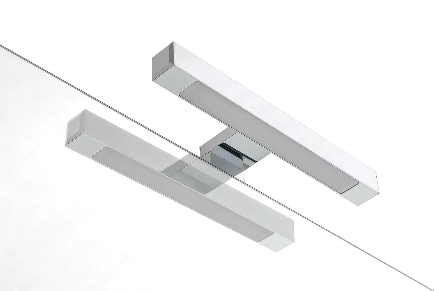 Mobile Bagno 90cm Sospeso Con Due Cassetti E Specchio Con Lampada - Bianco Laccato Lucido