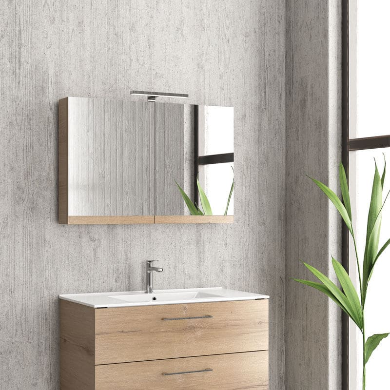 Mobile Bagno 90cm Sospeso Con Specchio Contenitore - New Elsa - Elvezia