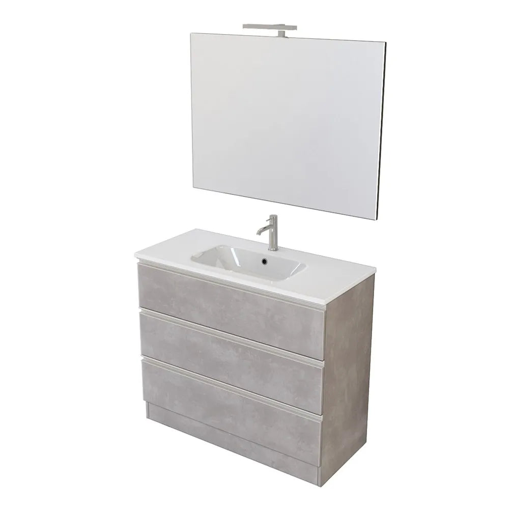 Mobile bagno a terra 100 cm Master grigio con lavabo e specchio