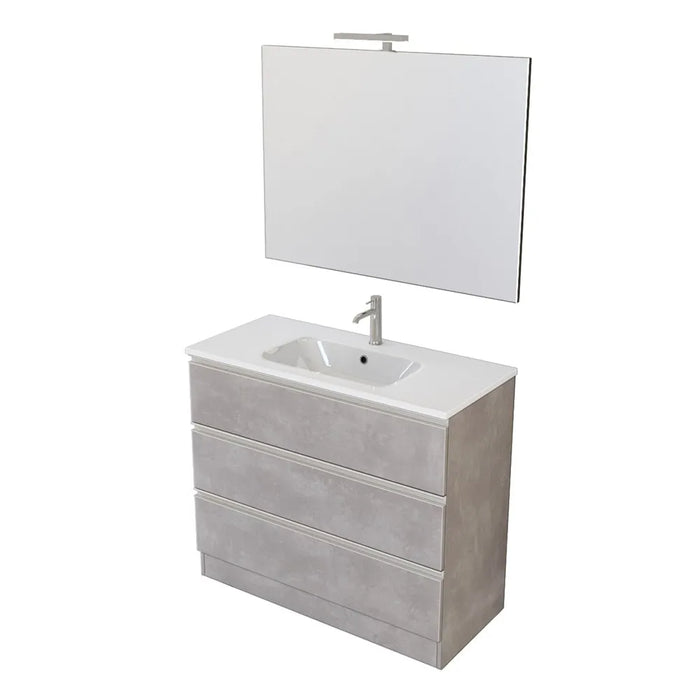 Mobile bagno a terra 100 cm Master grigio con lavabo e specchio