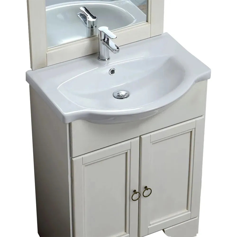 Mobile bagno a terra 55 bianco decape con lavabo e specchio  Romantica