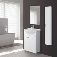 Mobile bagno a terra 55 cm bianco completo di lavabo e specchio Desya