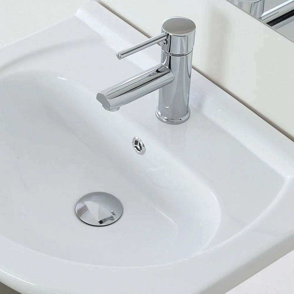 Mobile bagno a terra 55 cm bianco completo di lavabo e specchio Desya