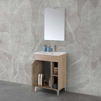 Mobile bagno a terra 60 cm rovere tropea con 1 anta lavabo e specchio  Martha