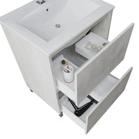 Mobile bagno a terra 60 rovere grigio con lavabo e specchio LED  Lisbona