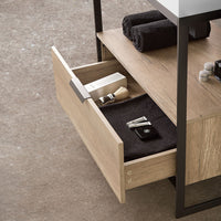 Mobile bagno a terra 75 cm nero con lavabo bianco e specchio Kubic