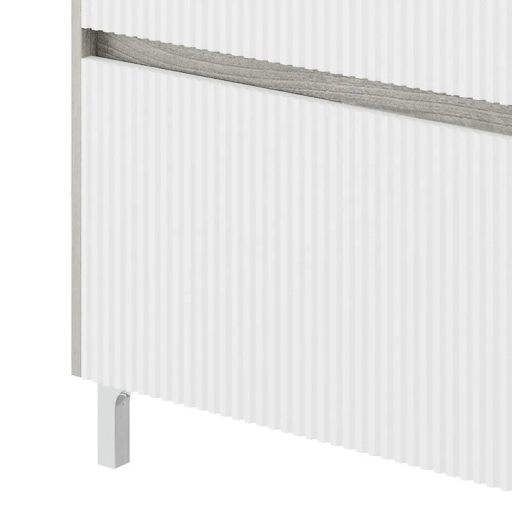 Mobile bagno a terra 80 cm bianco cannettato e grigio con cassetti Porto