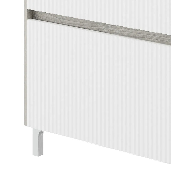 Mobile bagno a terra 80 cm bianco cannettato e grigio con cassetti Porto