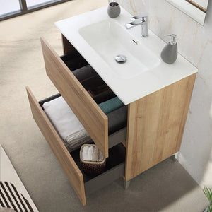 Mobile bagno a terra 80 cm rovere africa con cassetti soft-close Kleo