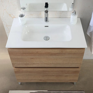 Mobile bagno a terra 80 cm rovere africa con cassetti soft-close Kleo