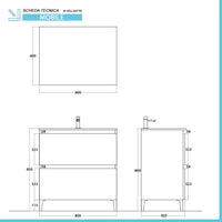 Mobile bagno a terra 80 cm rovere africa con cassetti soft-close Kleo