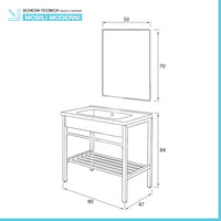 Mobile bagno a terra 80 cm stile industrial nero opaco con specchio Borg