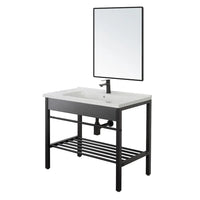 Mobile bagno a terra 80 cm stile industrial nero opaco con specchio Borg