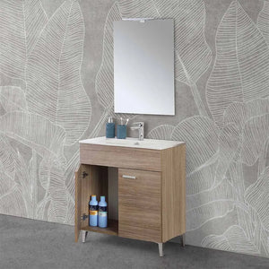 Mobile bagno a terra 80 rovere tropea con lavabo e specchio LED  Martha