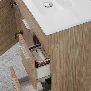 Mobile bagno a terra 80 rovere tropea con top e specchiera LED  Martha
