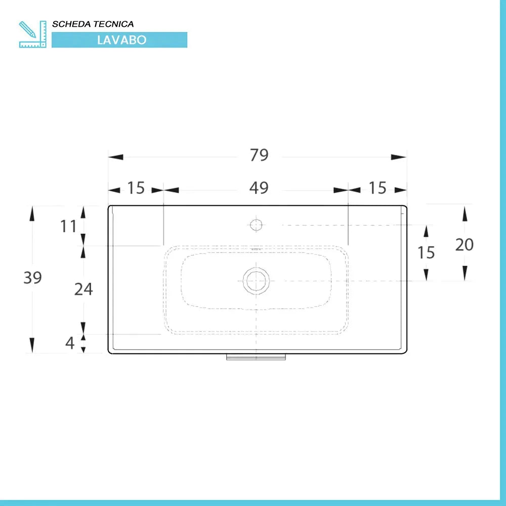 Mobile bagno a terra 80 rovere tropea con top e specchiera LED  Martha